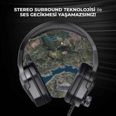 Lecoo HT403 3.5mm Jack + USB Kablolu Kulak Üstü RGB Aydınlatmalı Gaming Kulaklık Siyah - 7