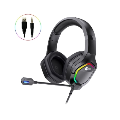 Lecoo HT403 3.5mm Jack + USB Kablolu Kulak Üstü RGB Aydınlatmalı Gaming Kulaklık Siyah - LeCoo