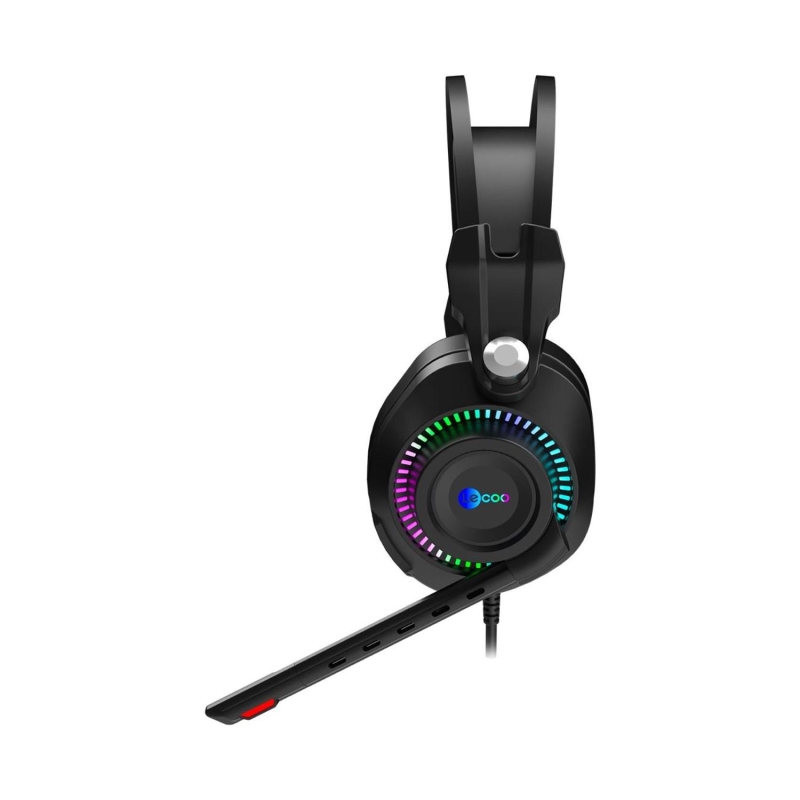 Lecoo HT405 3.5mm Jack+ USB Kulak Üstü RGB LED Aydınlatmalı Kablolu Gaming Kulaklık Siyah - 5
