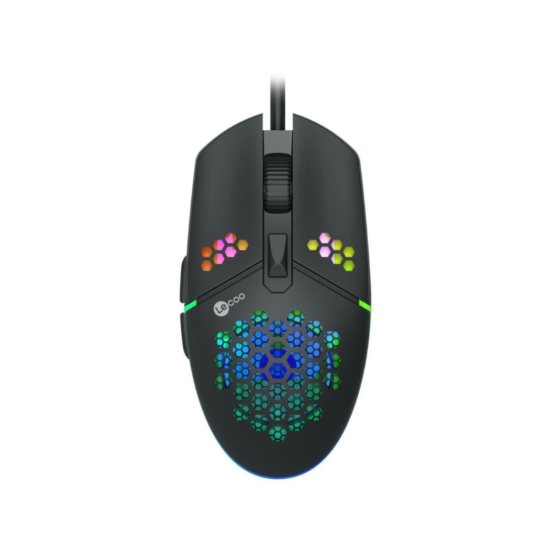 Lecoo MS105 Kablolu 3200DPI 6 Tuşlu RGB LED Aydınlatmalı Gaming Optik Mouse Siyah - 1