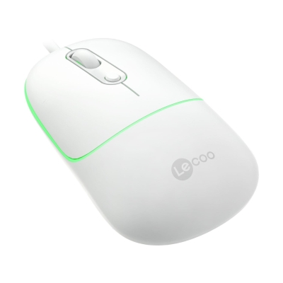 Lecoo MS110 USB Kablolu 2400DPI 4 Tuşlu RGB Sessiz Click Optik Gaming Oyuncu Mouse Beyaz - LeCoo
