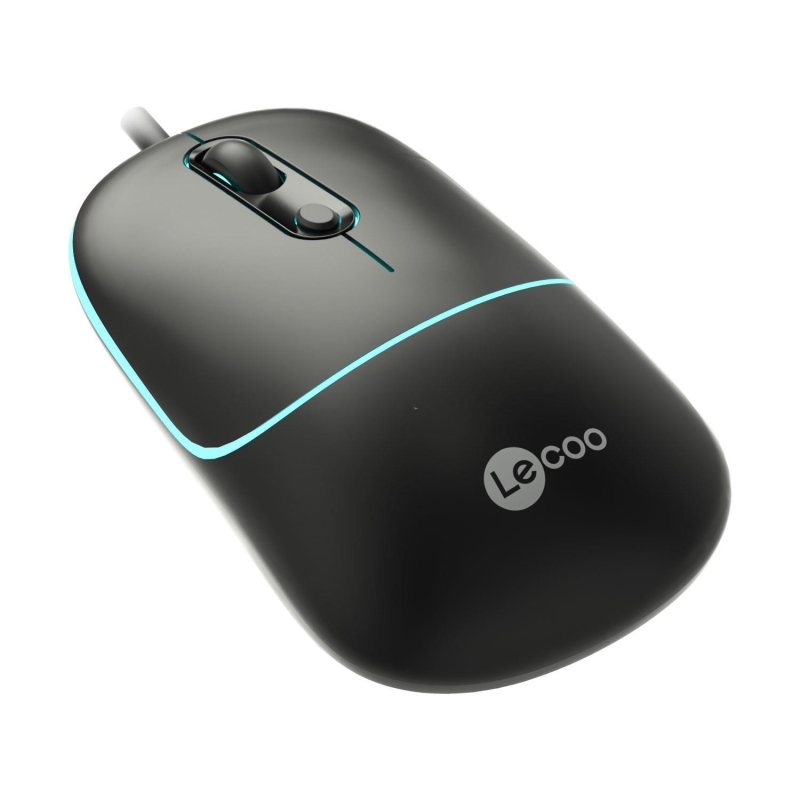 Lecoo MS110 USB Kablolu 2400DPI 4 Tuşlu RGB Sessiz Click Optik Gaming Oyuncu Mouse Siyah - 2