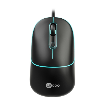 Lecoo MS110 USB Kablolu 2400DPI 4 Tuşlu RGB Sessiz Click Optik Gaming Oyuncu Mouse Siyah - 1