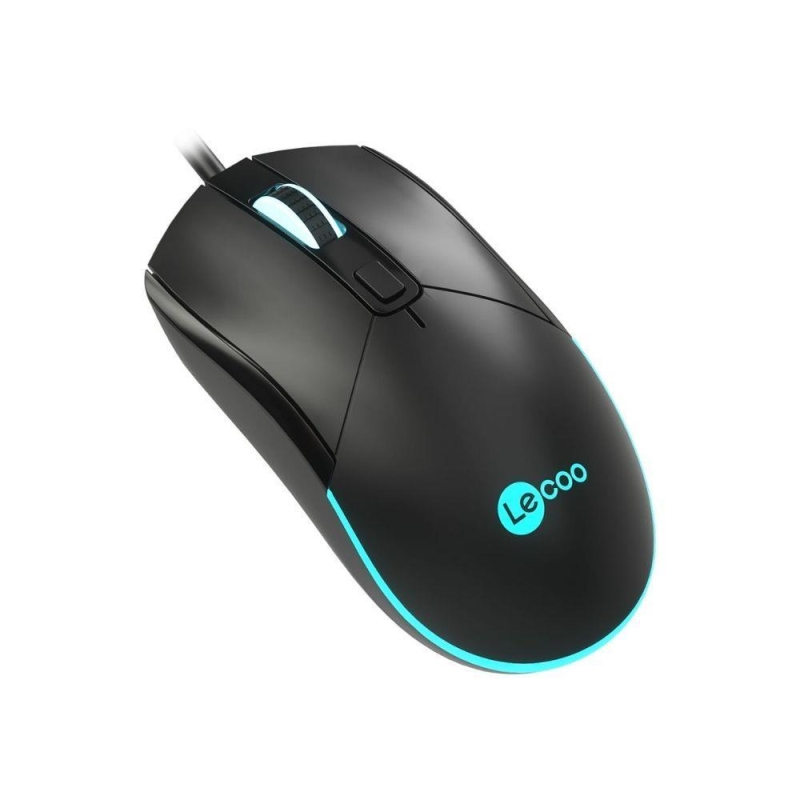 Lecoo MS120 USB Kablolu 2400DPI 4 Tuşlu RGB LED Aydınlatmalı Optik Gaming Optik Mouse Siyah - 1