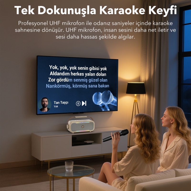 NowGo C1 100W Taşınabilir RGB Bluetooth Hoparlör Mikrofonlu Karaoke Parti Speaker Yeşil - 6