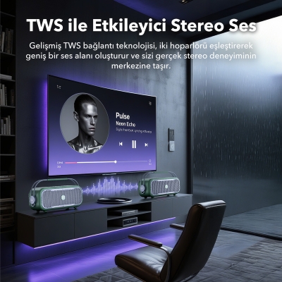 NowGo C1 100W Taşınabilir RGB Bluetooth Hoparlör Mikrofonlu Karaoke Parti Speaker Yeşil - 9