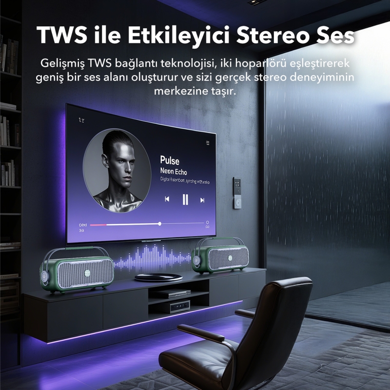 NowGo C2 60W Taşınabilir RGB Bluetooth Hoparlör IPX4 Parti Speaker Yeşil - 9