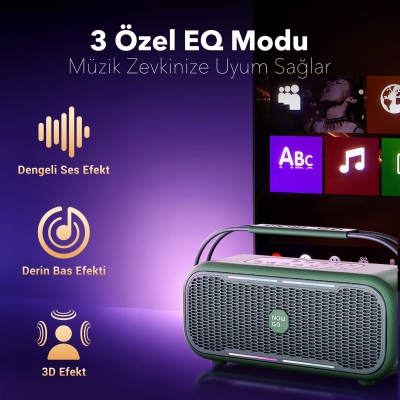 NowGo C2 60W Taşınabilir RGB Bluetooth Hoparlör IPX4 Parti Speaker Yeşil - 7