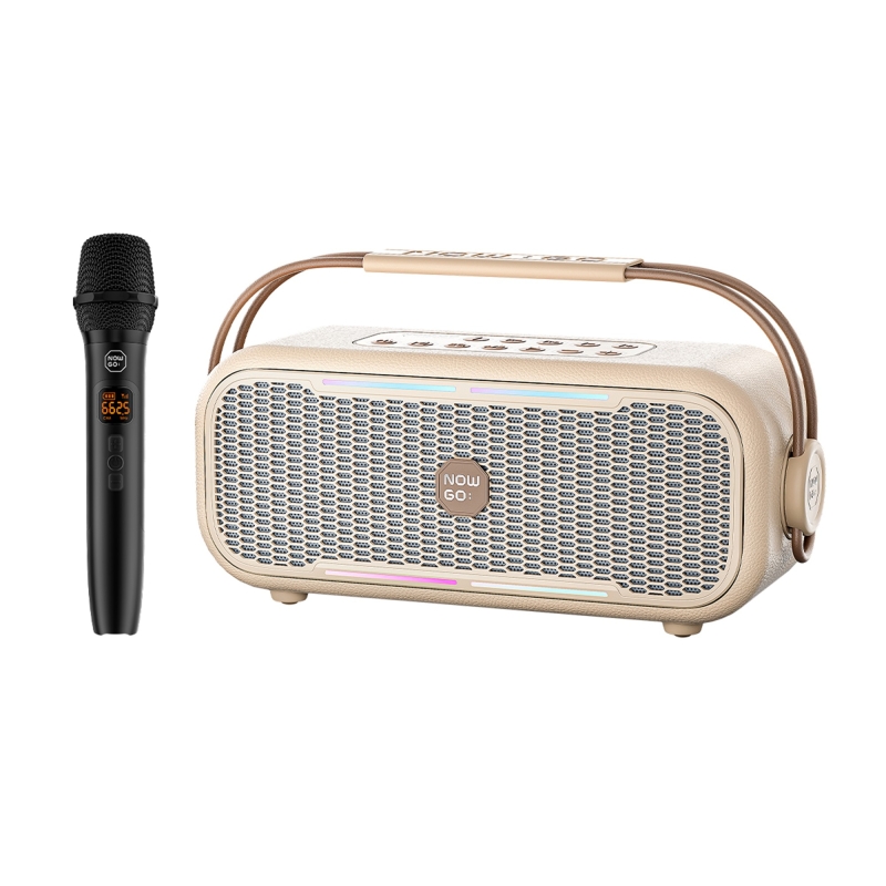 NowGo C2 60W Taşınabilir RGB Bluetooth Hoparlör Mikrofonlu Karaoke Parti Speaker Bej - 1
