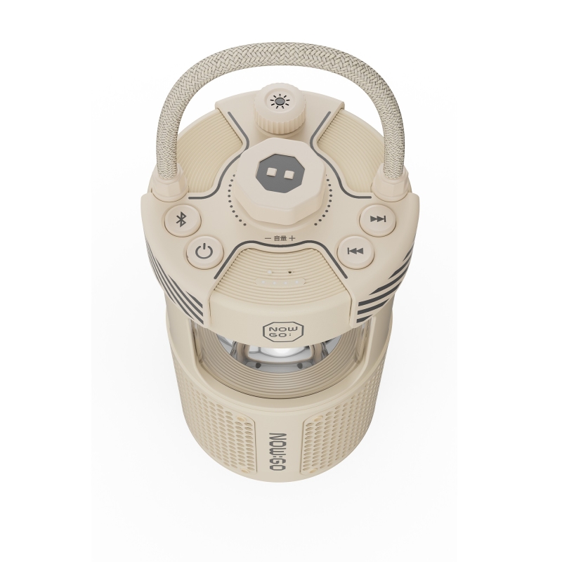 NowGo F1 20W Bluetoooth Hoparlör Taşınabilir Powerbank Kamp Feneri Bej - 2