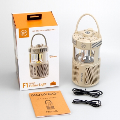 NowGo F1 20W Bluetoooth Hoparlör Taşınabilir Powerbank Kamp Feneri Bej - 12