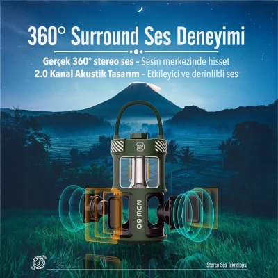 NowGo F1 20W Bluetoooth Hoparlör Taşınabilir Powerbank Kamp Feneri Siyah - 11