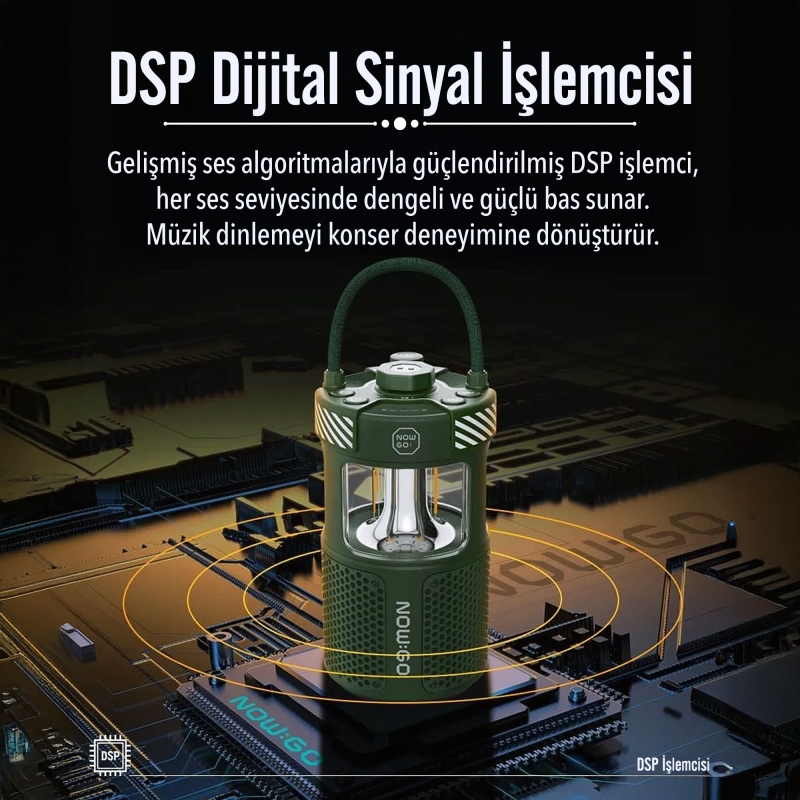 NowGo F1 20W Bluetoooth Hoparlör Taşınabilir Powerbank Kamp Feneri Yeşil - 7