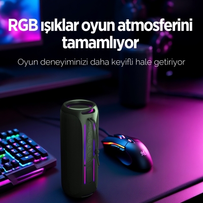 NowGo F6 20W RGB Speaker Su Geçirmez Taşınabilir Kablosuz Bluetooth Hoparlör Gri - 9