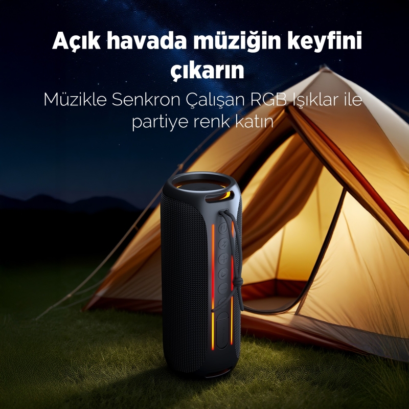 NowGo F6 20W RGB Speaker Su Geçirmez Taşınabilir Kablosuz Bluetooth Hoparlör Siyah - 3