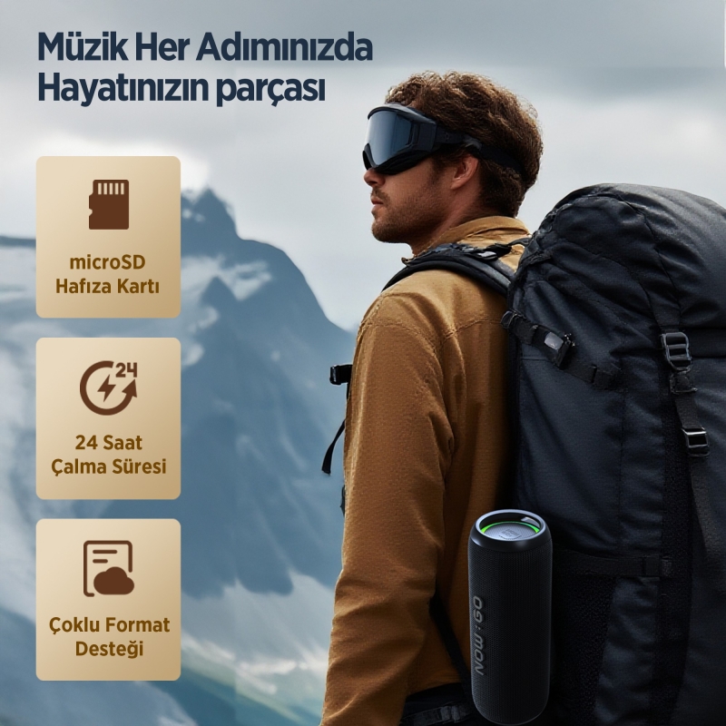 NowGo F6 20W RGB Speaker Su Geçirmez Taşınabilir Kablosuz Bluetooth Hoparlör Siyah - 10