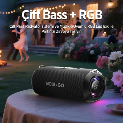 NowGo F8 40W RGB Speaker Su Geçirmez Taşınabilir Kablosuz Bluetooth Hoparlör Gri - 10