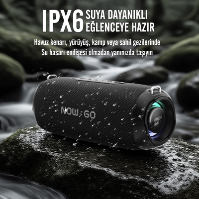 NowGo F8 40W RGB Speaker Su Geçirmez Taşınabilir Kablosuz Bluetooth Hoparlör Gri - 5