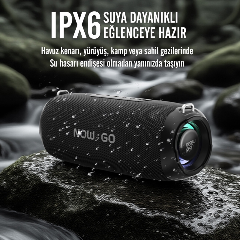 NowGo F8 40W RGB Speaker Su Geçirmez Taşınabilir Kablosuz Bluetooth Hoparlör Gri - 5