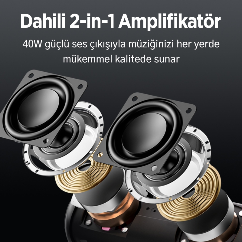 NowGo F8 40W RGB Speaker Su Geçirmez Taşınabilir Kablosuz Bluetooth Hoparlör Gri - 6