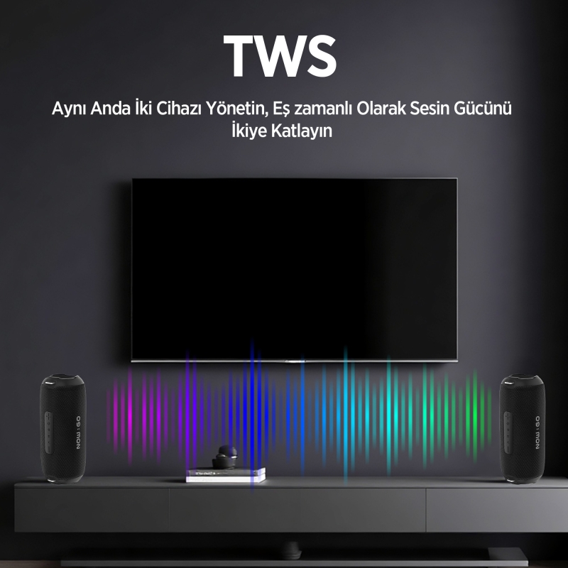 NowGo F8 40W RGB Speaker Su Geçirmez Taşınabilir Kablosuz Bluetooth Hoparlör Siyah - 7