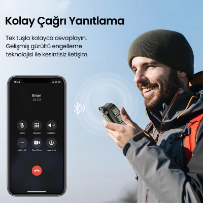 NowGo Lava Clip 5W Klipsli Su Geçirmez Taşınabilir Mini Bluetooth Hoparlör Bej - 4