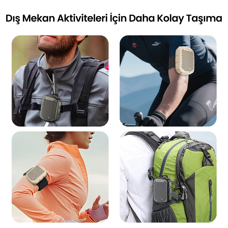 NowGo Lava Clip 5W Klipsli Su Geçirmez Taşınabilir Mini Bluetooth Hoparlör Bej - 7