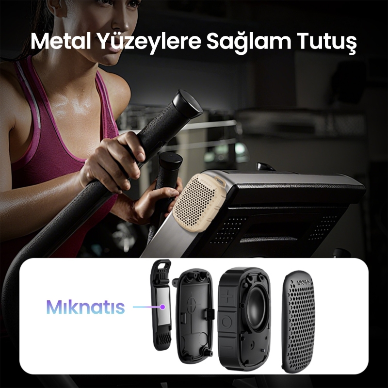 NowGo Lava Clip 5W Klipsli Su Geçirmez Taşınabilir Mini Bluetooth Hoparlör Kahverengi - 5