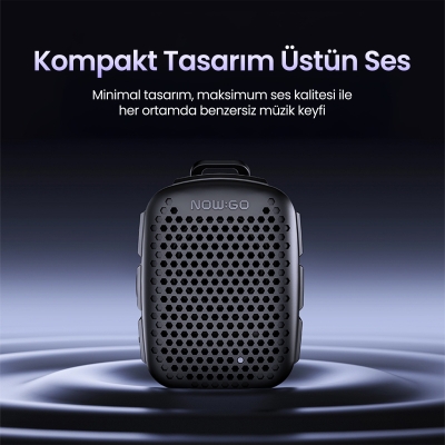 NowGo Lava Clip 5W Klipsli Su Geçirmez Taşınabilir Mini Bluetooth Hoparlör Siyah - 2