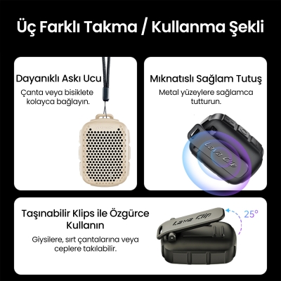 NowGo Lava Clip 5W Klipsli Su Geçirmez Taşınabilir Mini Bluetooth Hoparlör Siyah - 4