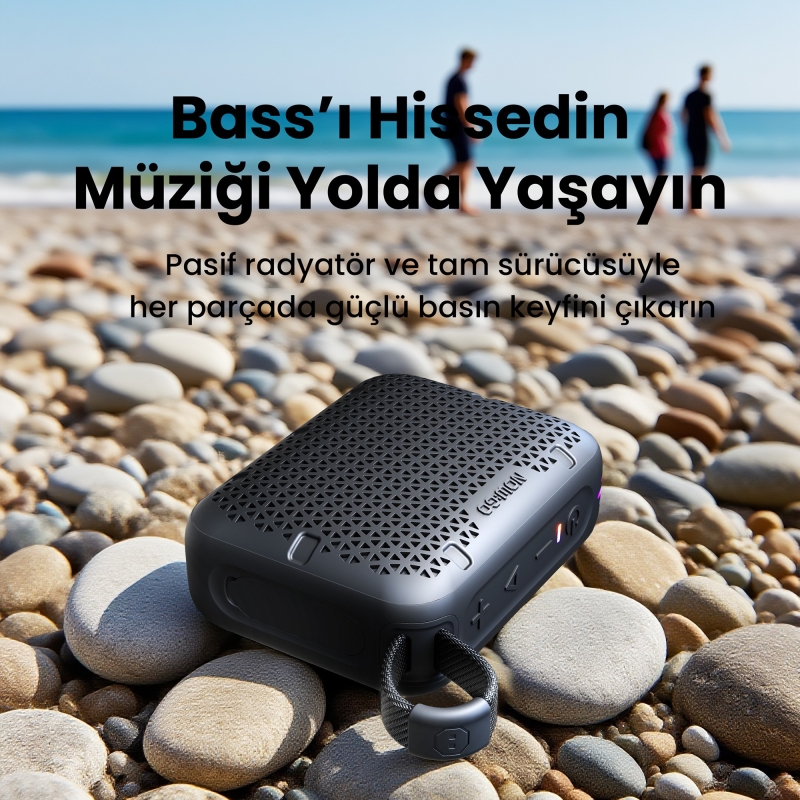 NowGo Stone M1 5W Su Geçirmez Taşınabilir Bluetooth 5.4 Hoparlör Gri - 2