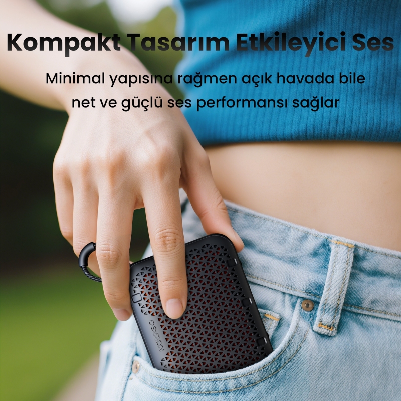 NowGo Stone M1 5W Su Geçirmez Taşınabilir Bluetooth 5.4 Hoparlör Gri - 4
