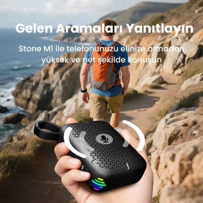 NowGo Stone M1 5W Su Geçirmez Taşınabilir Bluetooth 5.4 Hoparlör Siyah - 3