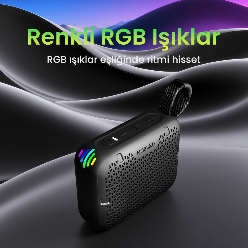 NowGo Stone M1 5W Su Geçirmez Taşınabilir Bluetooth 5.4 Hoparlör Siyah - 7