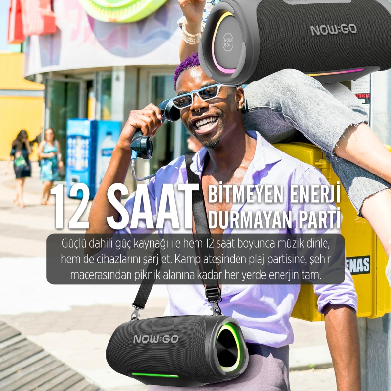 NowGo Storm Lite 80W RGB Super Bass TWS Party Speaker Taşınabilir Kablosuz Bluetooth Hoparlör - 9