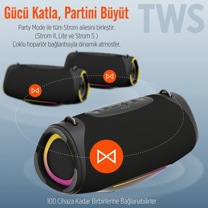 NowGo Storm Lite 80W RGB Super Bass TWS Party Speaker Taşınabilir Kablosuz Bluetooth Hoparlör - 7