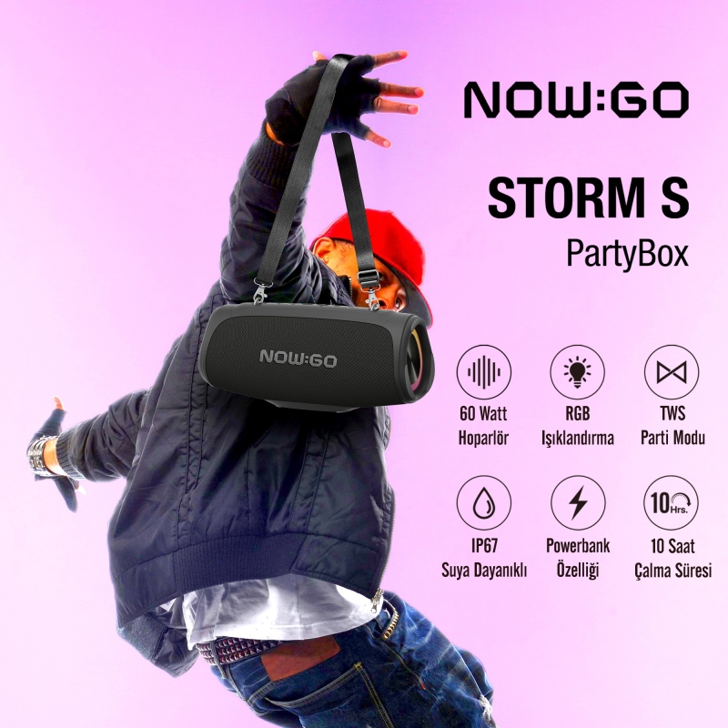 NowGo Storm S 60W RGB Super Bass TWS Party Speaker Taşınabilir Kablosuz Bluetooth Hoparlör - 2