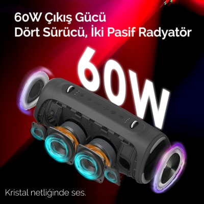 NowGo Storm S 60W RGB Super Bass TWS Party Speaker Taşınabilir Kablosuz Bluetooth Hoparlör - 4