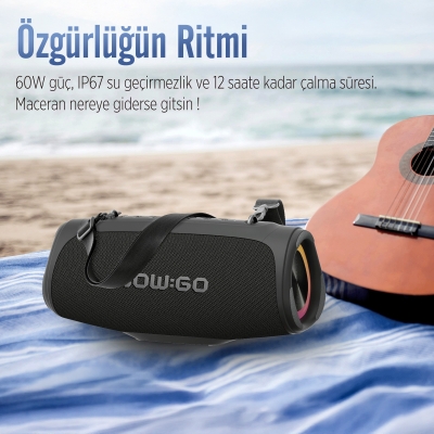 NowGo Storm S 60W RGB Super Bass TWS Party Speaker Taşınabilir Kablosuz Bluetooth Hoparlör - 3