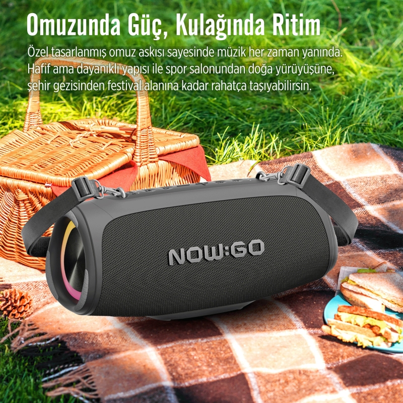 NowGo Storm S 60W RGB Super Bass TWS Party Speaker Taşınabilir Kablosuz Bluetooth Hoparlör - 9