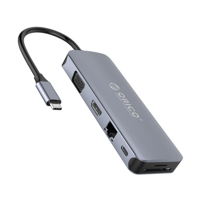 Orico Type-C to USB 3.0 HDMI 4K@30Hz VGA RJ45 SD TF AUX PD Dönüştürücü HUB - Orico
