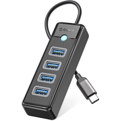 Orico Type-C to USB-A 3.0 4 Portlu Ultra Slim USB Çoklayıcı Hub Siyah - Orico