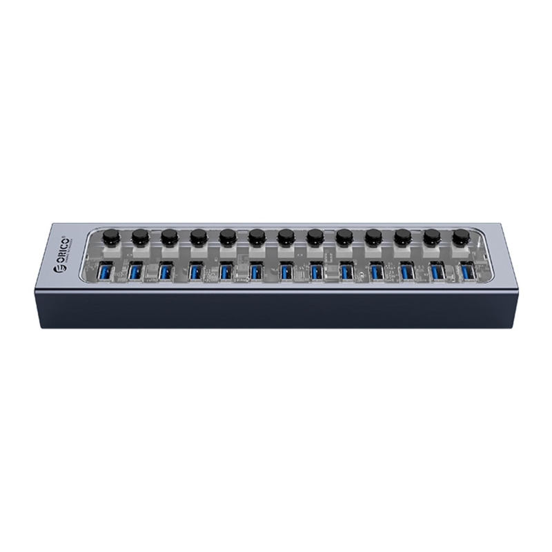 Orico USB3.0 Alüminyum 13 Portlu Anahtarlı USB Çoklayıcı Hub Şeffaf - 3