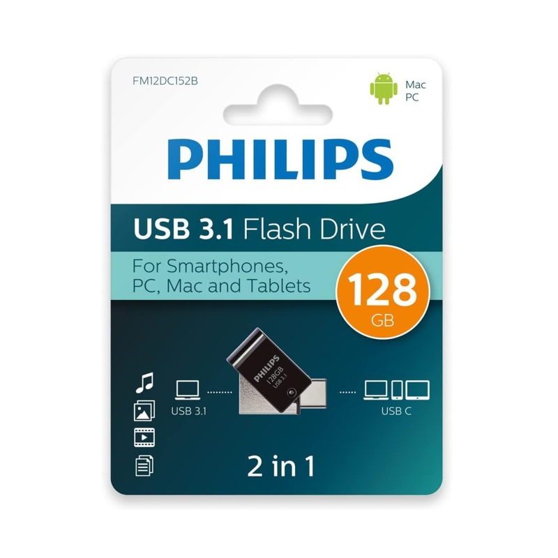 Philips 128GB OTG Dual Drive Type-C ve USB Flash Bellek - 2