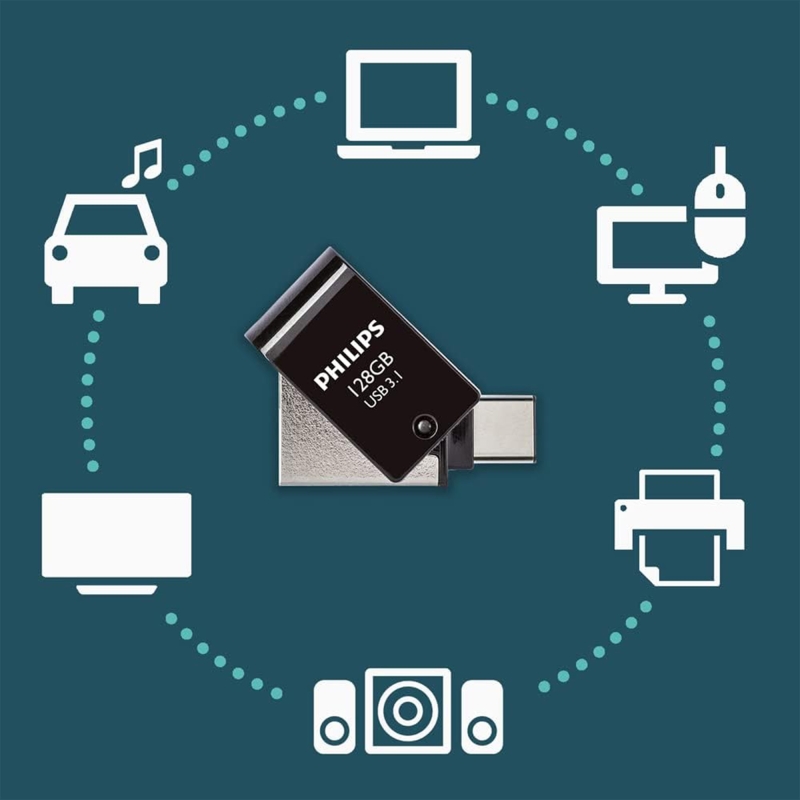 Philips 128GB OTG Dual Drive Type-C ve USB Flash Bellek - 2