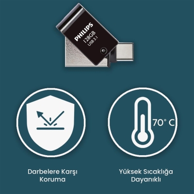 Philips 128GB OTG Dual Drive Type-C ve USB Flash Bellek - 3