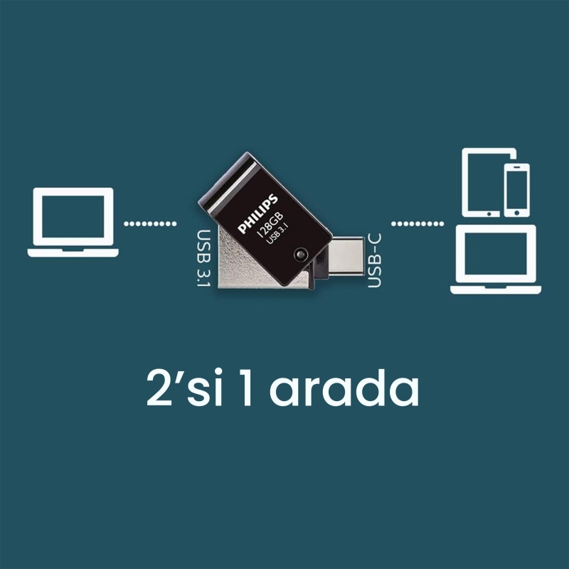 Philips 128GB OTG Dual Drive Type-C ve USB Flash Bellek - 4