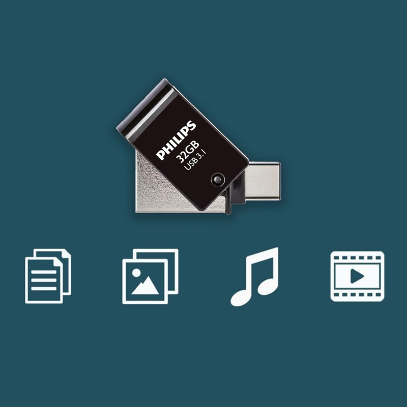 Philips 32GB OTG Dual Drive Type-C ve USB Flash Bellek - 3