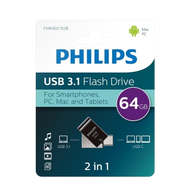 Philips 64GB OTG Dual Drive Type-C ve USB Flash Bellek - 2