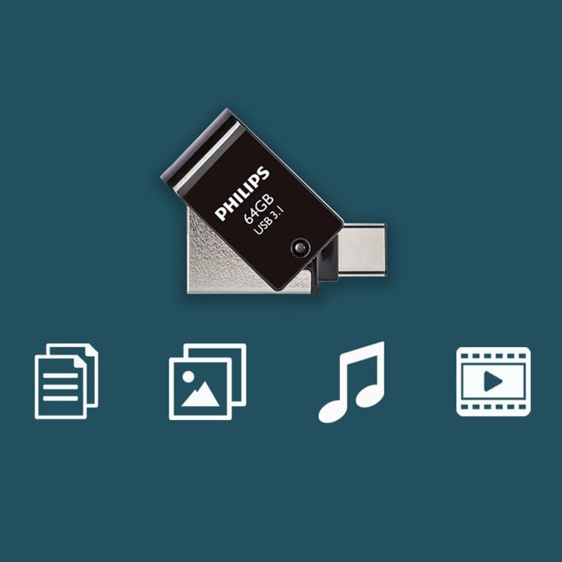 Philips 64GB OTG Dual Drive Type-C ve USB Flash Bellek - 4